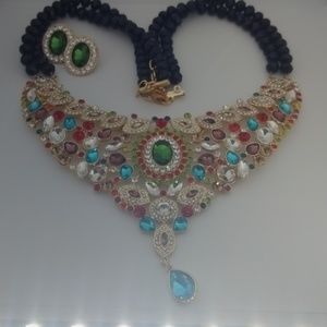 Multi Gem Beautiful Necklace with Earrings